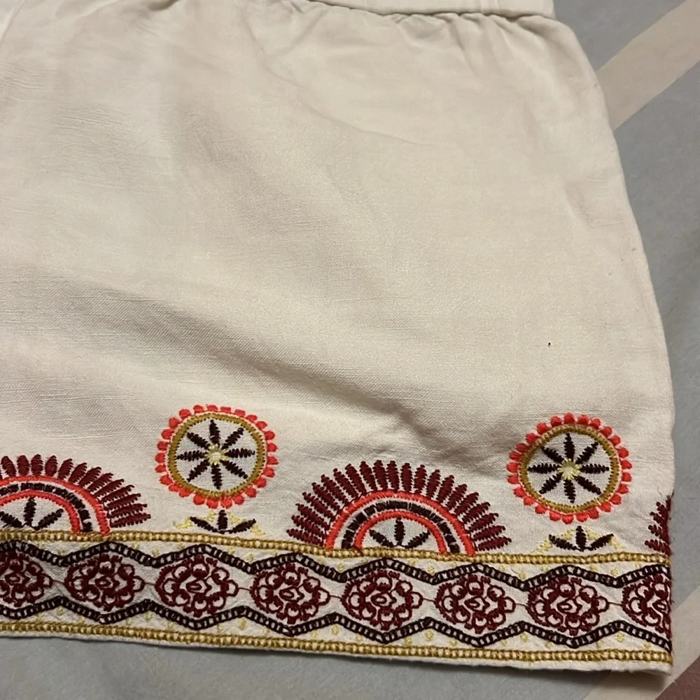 LOFT sunset Embroidered linen blend shorts